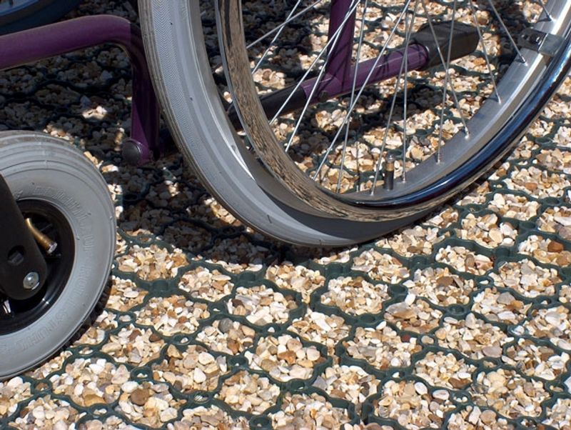 bike on top of gravel and grid