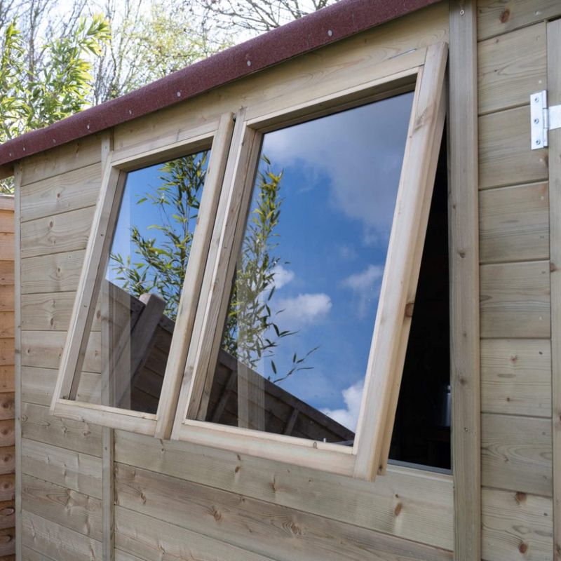 Forest Garden Tongue & Groove Pressure Treated Reverse Apex Shed with Double Door & Log Store 2