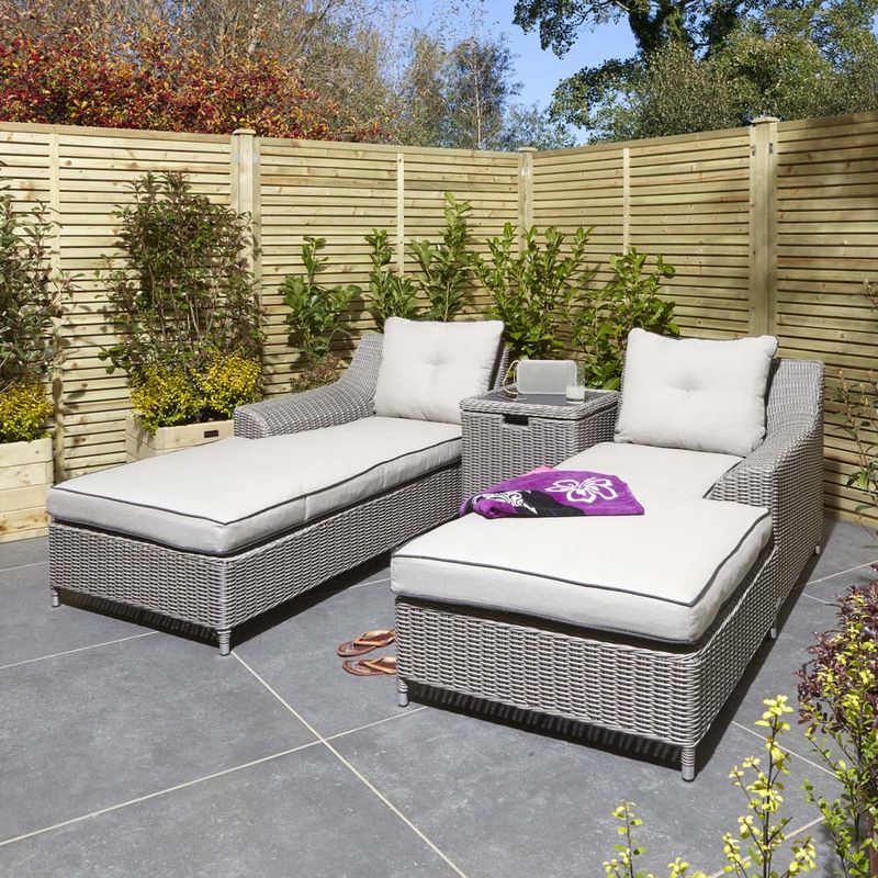 Rowlinson Prestbury Twin Sun Lounger - Natural Stone