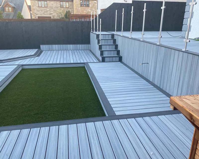 Trex Enhance Natural Grooved Edge Decking Board in Foggy Wharf