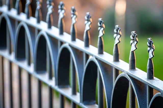 Blue metal fence