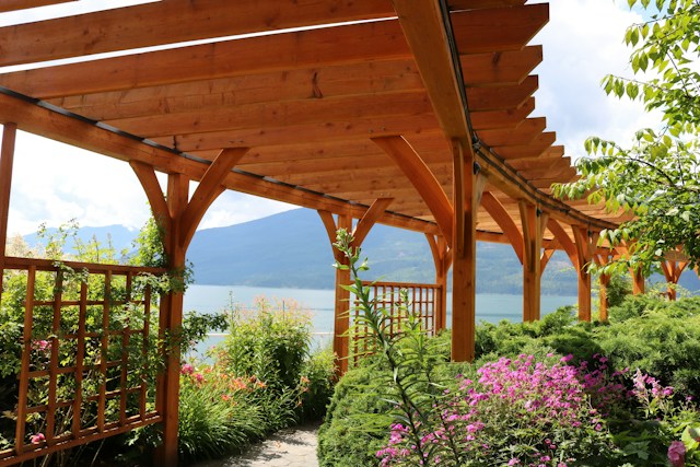 Pergola with trellis panels